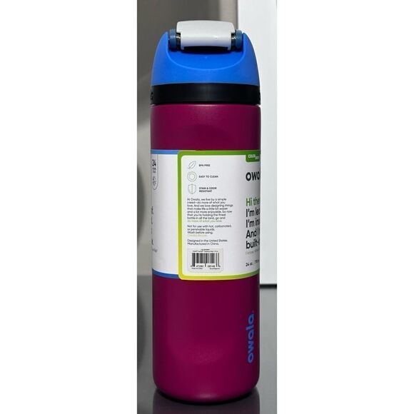 OWALA COLOR DROP “YES WE CRANBERRY” 24oz FreeSip Water Bottle - Picture 4 of 5